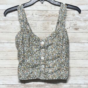 Abercrombie Fitch Smocked Floral Tank Top Women S Floral Faux Button Front